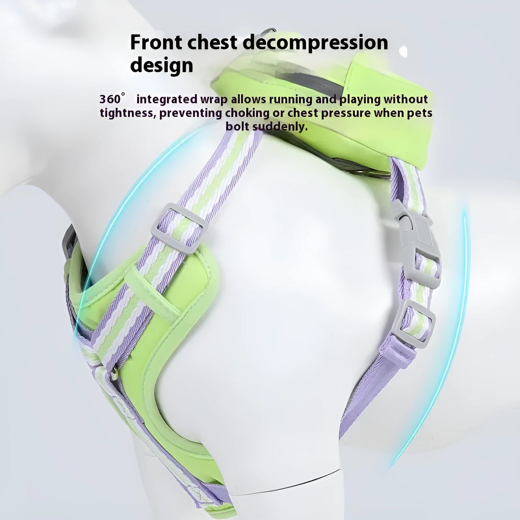 Explosion-proof anti-strangulation dog harness in Oxford cloth with a 1.5 metre holding rope attached