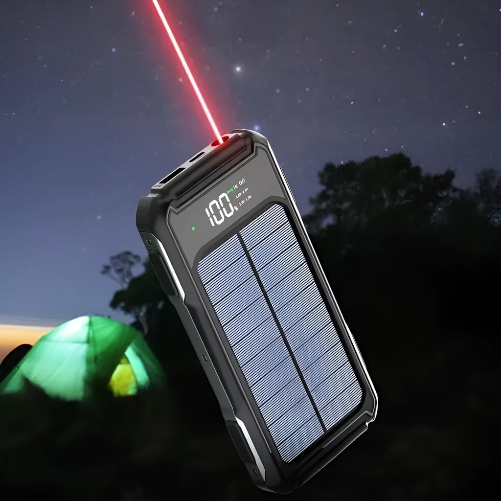 Military grade mobile power bank in black, green, or orange, showing front view with dimensions 149mm by 73mm.