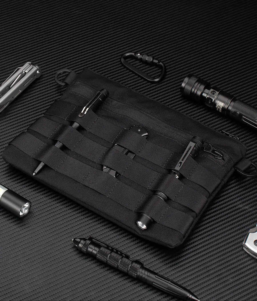 Black oxford cloth portable outdoor kit measuring 18cm by 3.5cm