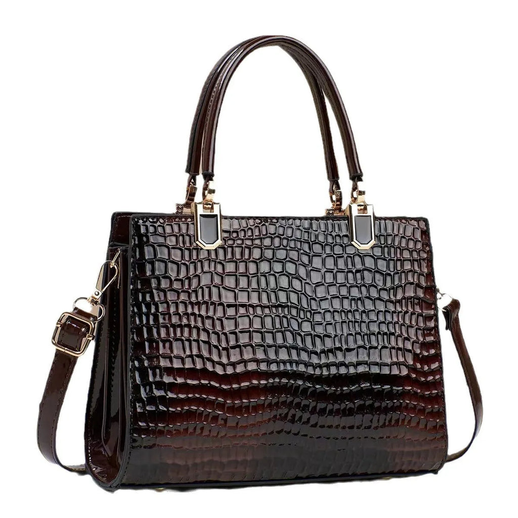 Women's large capacity one shoulder handbag in soft PU leather with internal zip compartments