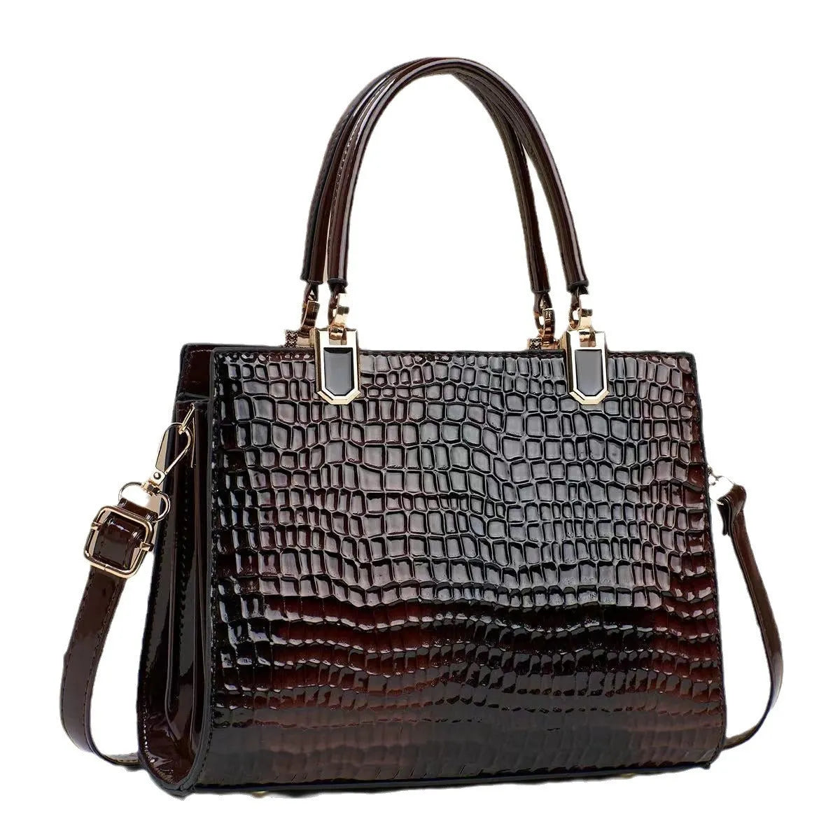Women's large capacity one shoulder handbag in soft PU leather with internal zip compartments