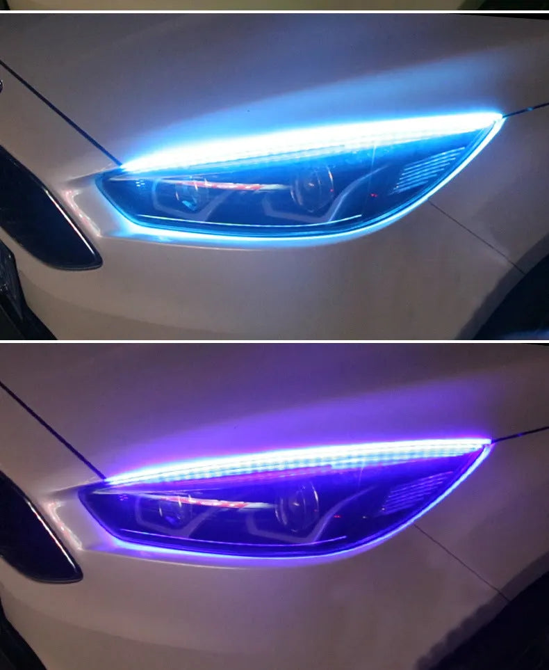 Remote-controlled RGB LED daytime running light strip for General Motors vehicles in 30cm, 45cm, or 60cm length options