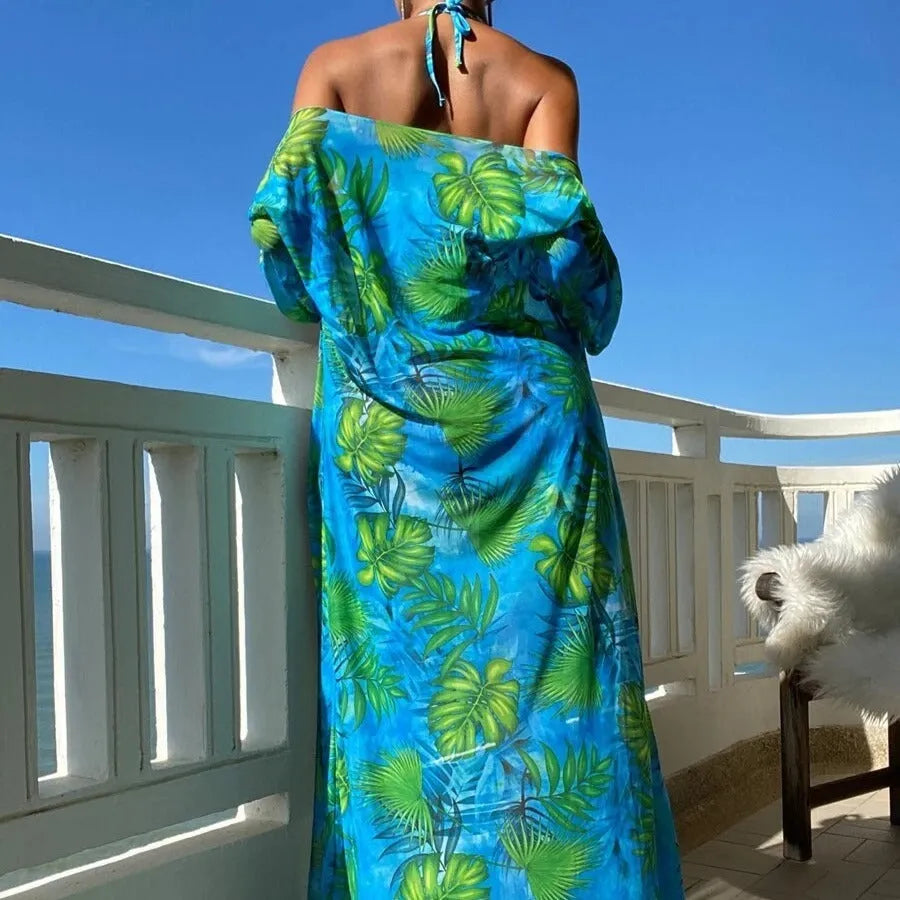 Women's long sleeve blouse and banded bikini set with robe in multiple colour options