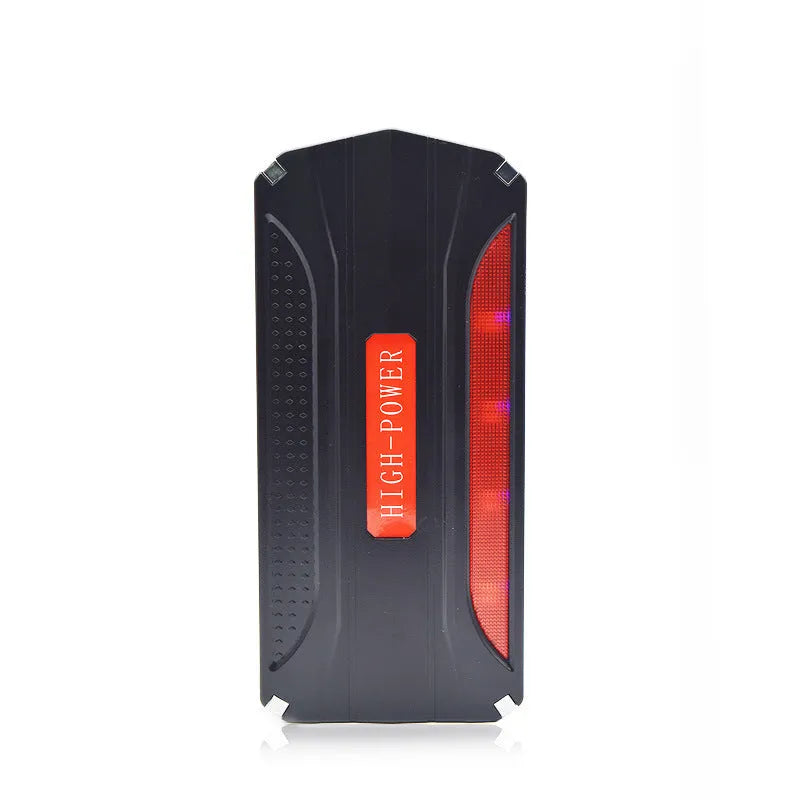 Black red 12V vehicle emergency starting power supply with 7800mAh battery capacity measuring 178x80x30mm
