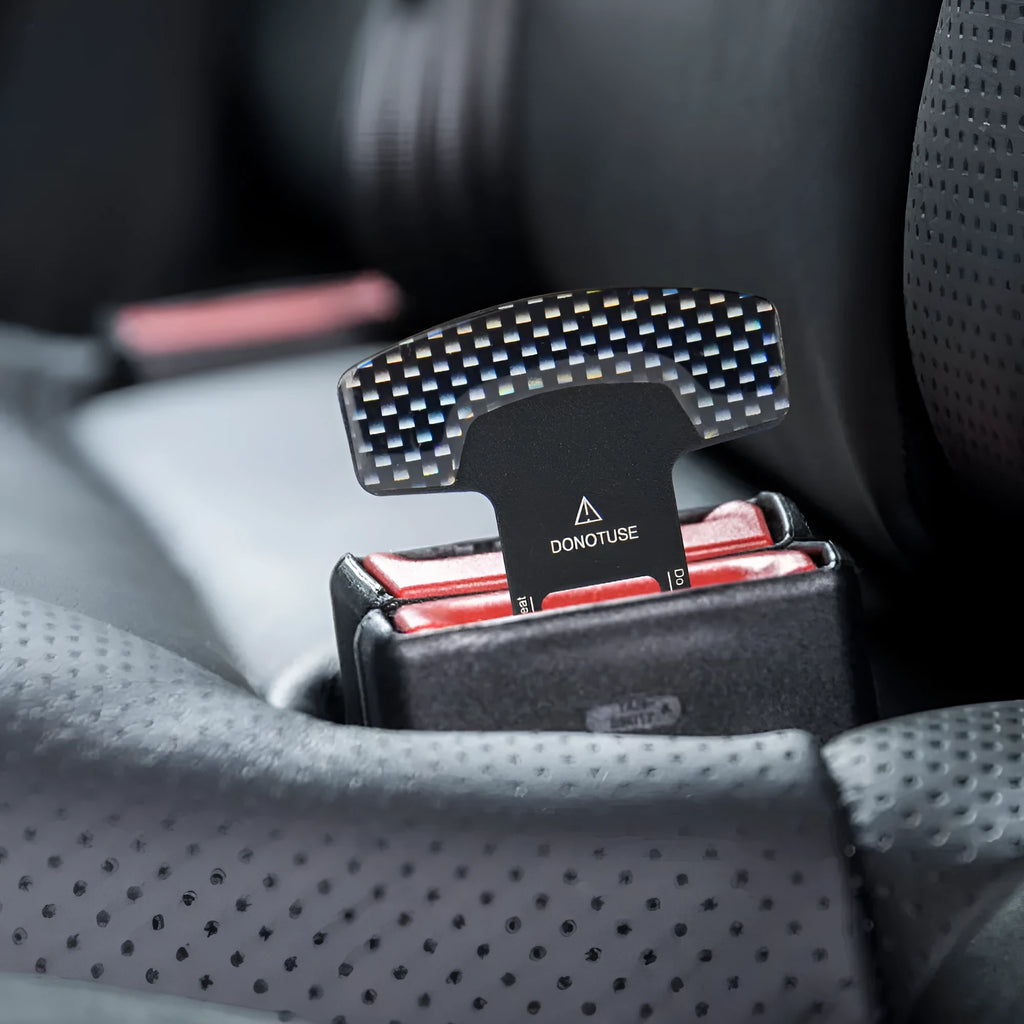 Lock tongue buckle pick head bottle opener on keyring with frosted carbon fibre finish
