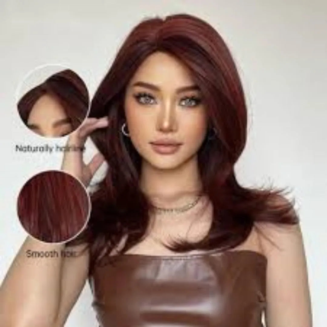 Mid-length curly synthetic wig with platinum gradient colour and long bangs