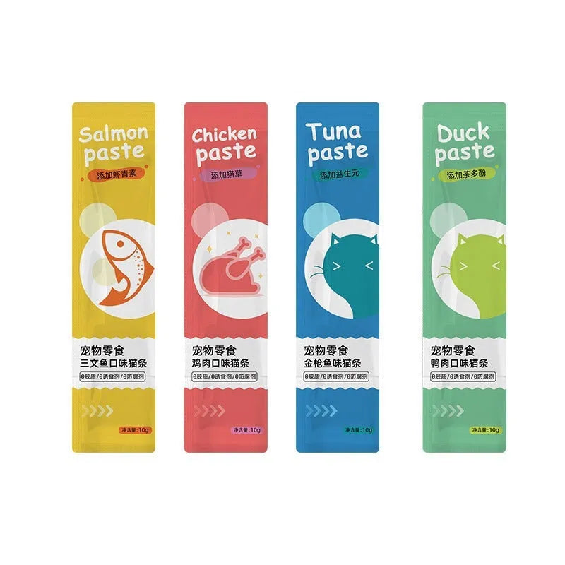 10-piece pack of kitten snack strips in four functional flavours for childhood nutrition
