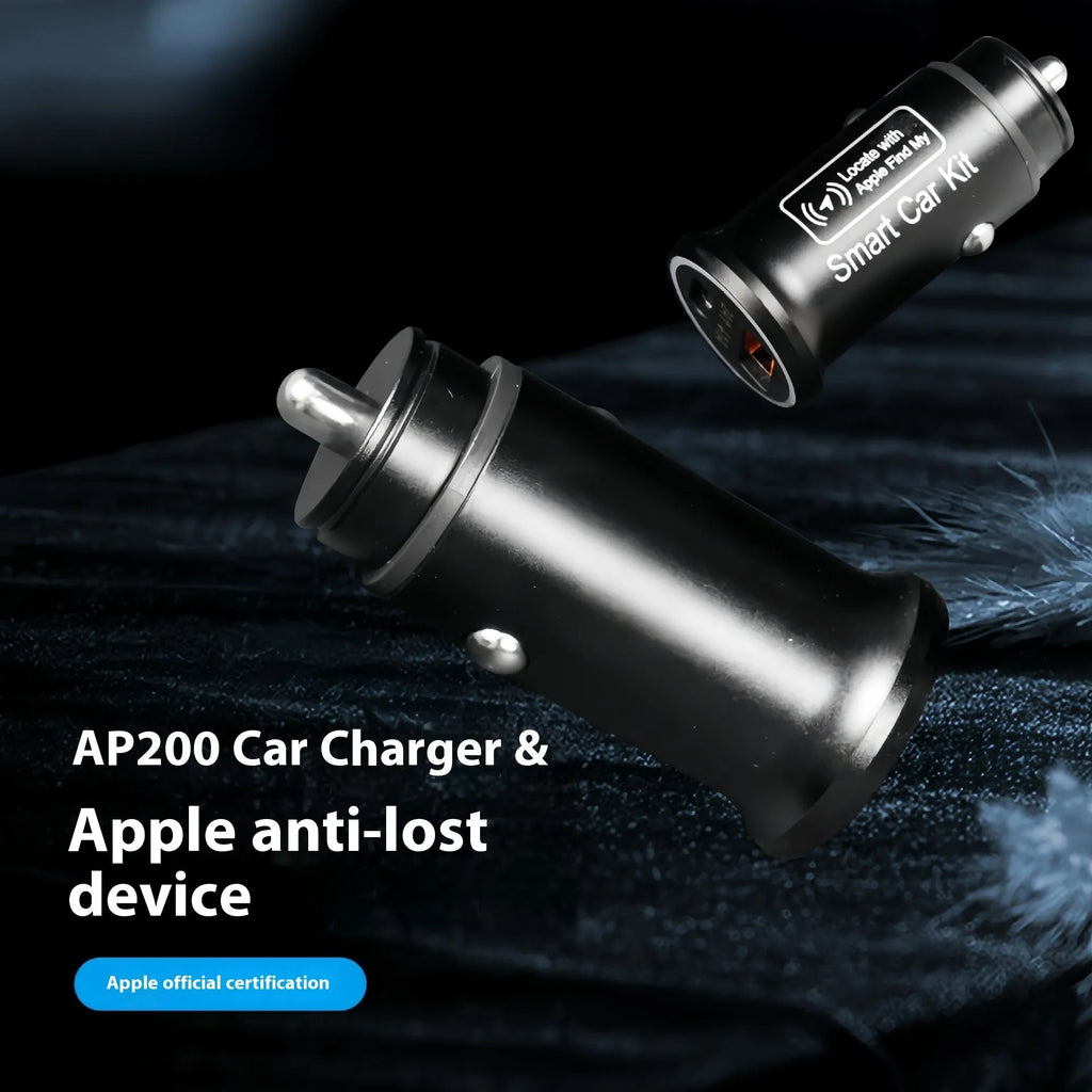 Black ABS plastic car charger GPS locator device for vehicle tracking.