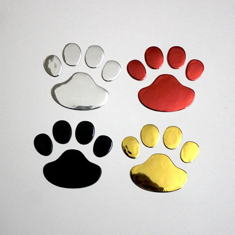 PVC car stickers showing hand-shaped brush design with dog footprints pattern in four colour options