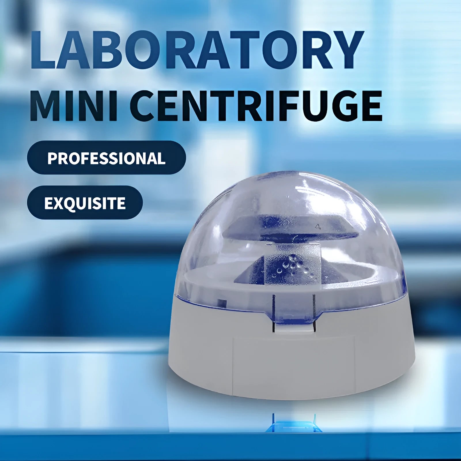 Mini laboratory centrifuge with compact dimensions and 7000 rpm speed capability