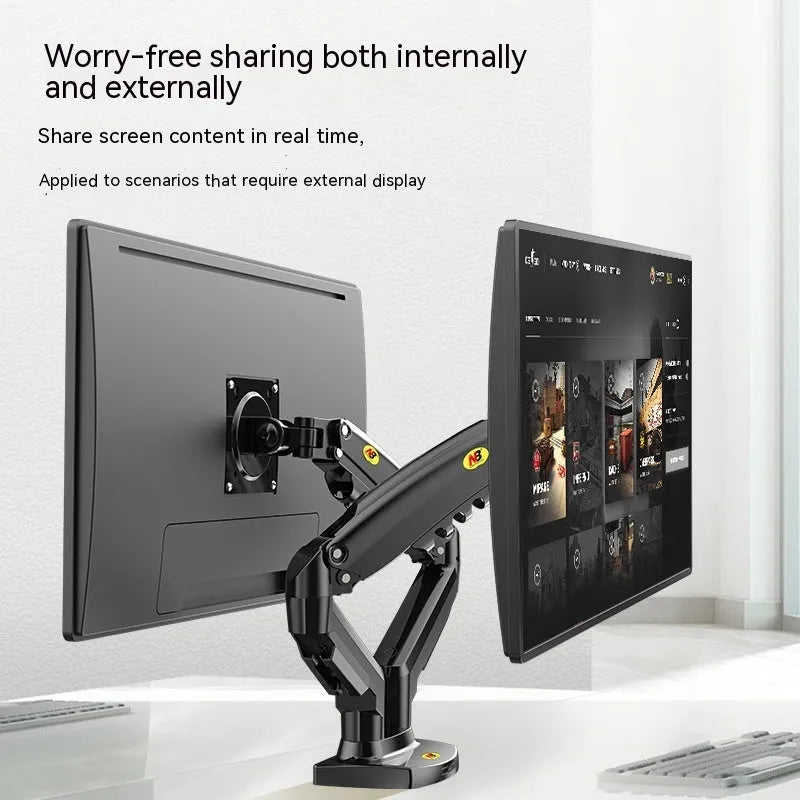Dual screen monitor bracket with lifting mechanism for height adjustment