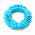 Blue bouncy hollow dog fetching stick toy for large dogs on grass