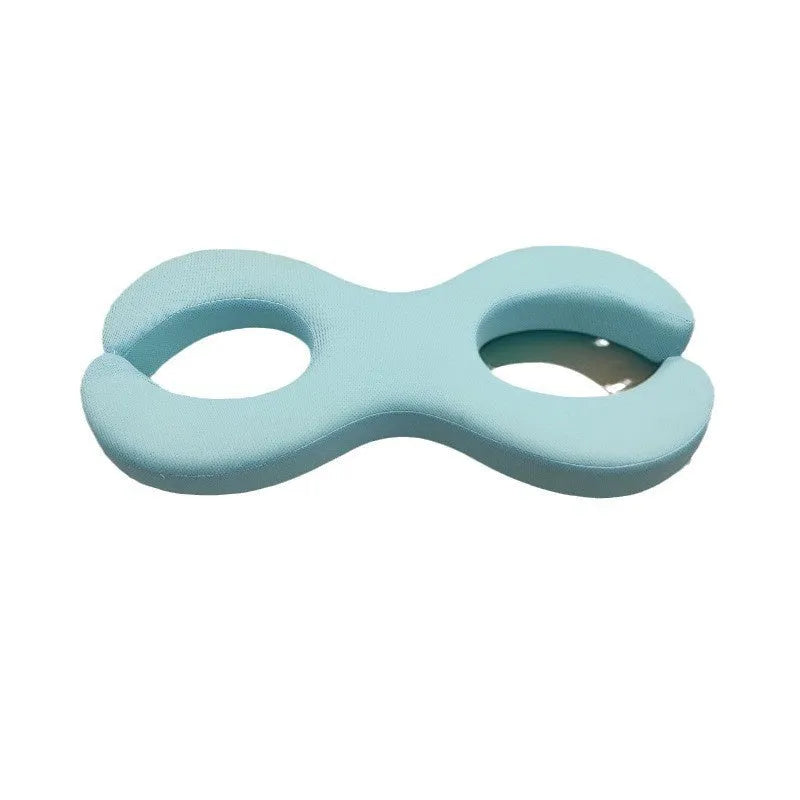Cool blue cylindrical memory foam cervical pillow for neck support during sleep