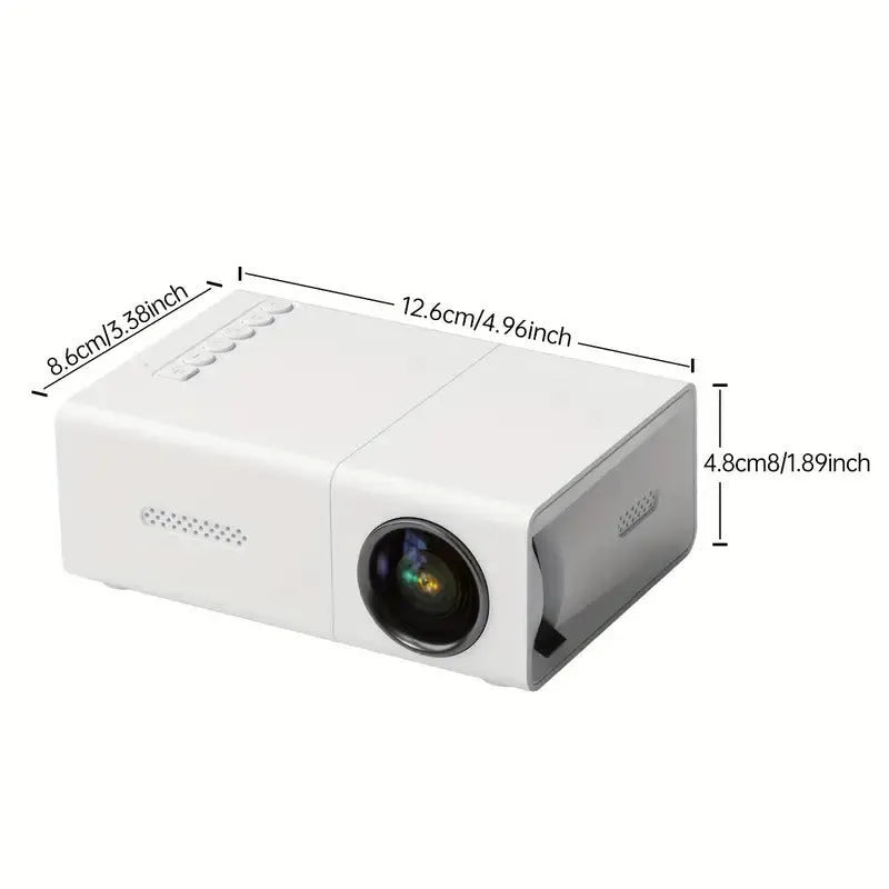 M100 portable mini home projector in black or white colour with remote control and cables