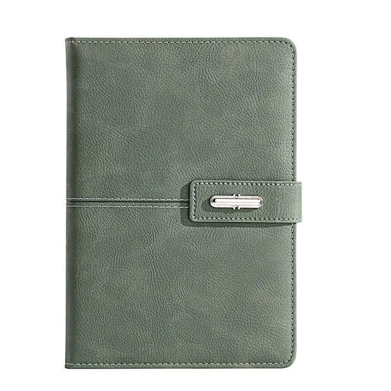 A5 notebook with imitation leather cover in selected colour, showing wood-free paper pages.