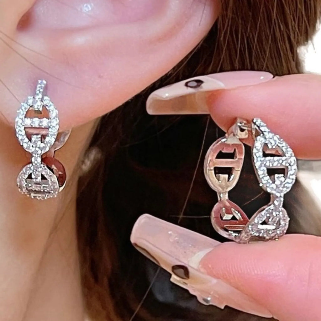 Diamond light luxury earrings with thick gold plating in silver, gold and rose gold finishes
