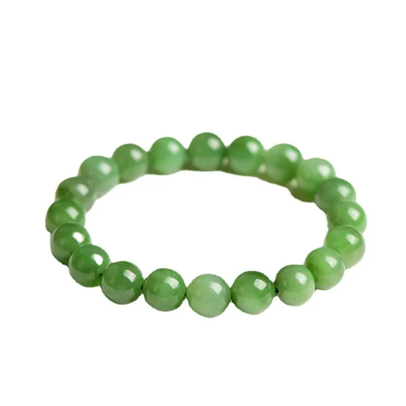 Natural Hetian jade jasper bead bracelet with polished finish showing earth-toned beads strung together