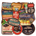 Pack of 36 retro beach themed surfing and travel stickers in sizes from 6cm to 10cm.