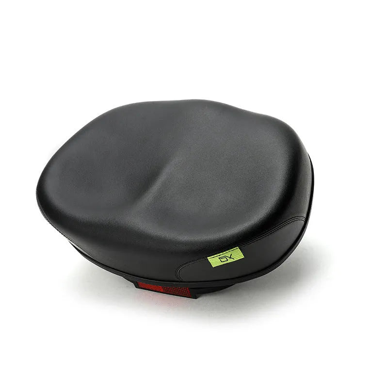 Large thickened bicycle saddle with reflective stitching in red, grey, or light brown colour