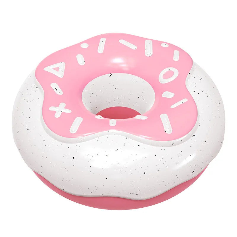 TPR molar teeth cleaning donut dog toy with sound rattle in pink, yellow, and chocolate colours