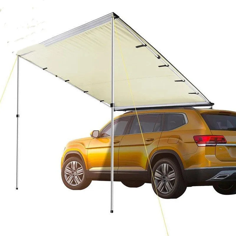 Black glue waterproof camping tent with aluminium alloy poles on outdoor ground
