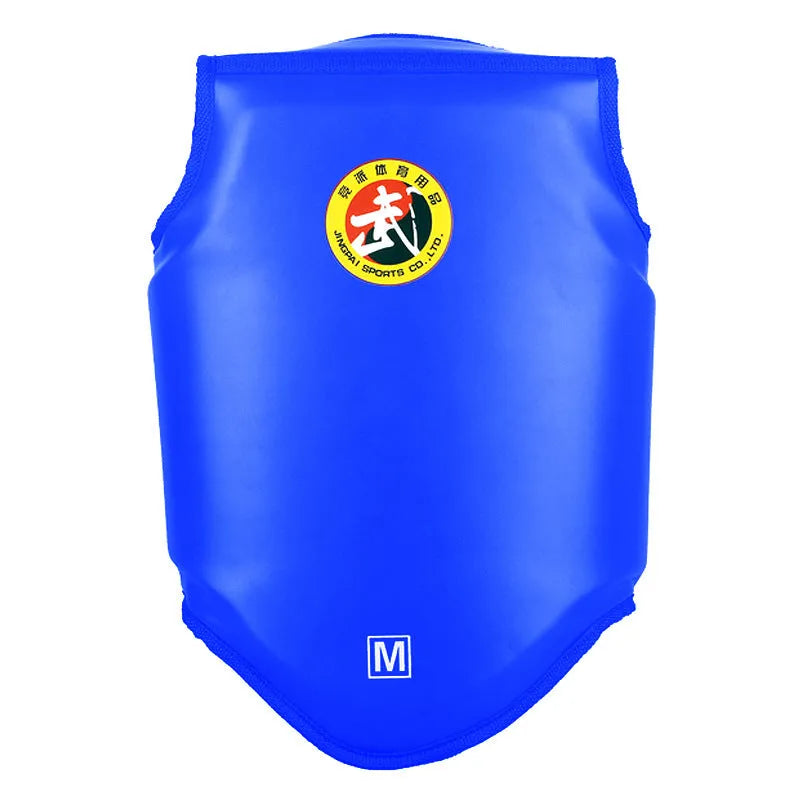 Red boxing helmet with one-piece chest protector for fighting training