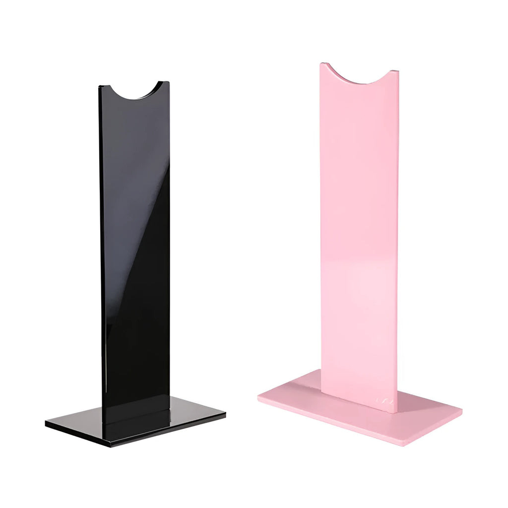 Pink and black detachable head-mounted headphone stand with silicone base