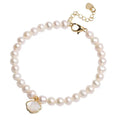 Women's freshwater pearl fan bracelet with 5-6mm pearls on elastic or chain fitting