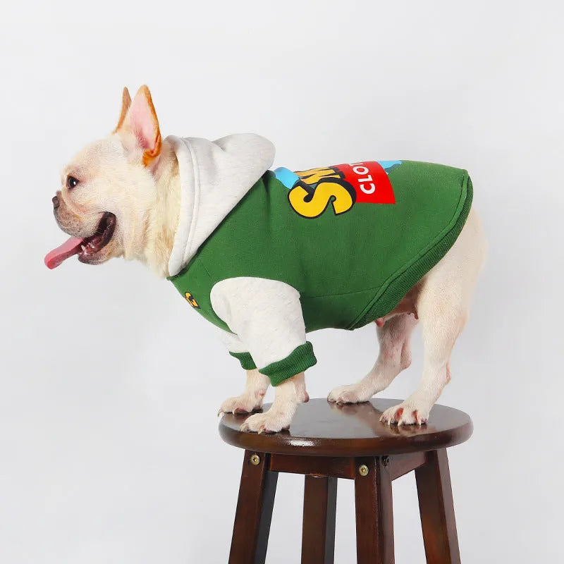 Green cotton pet clothing without elasticity for dogs and cats in L to 4XL sizes