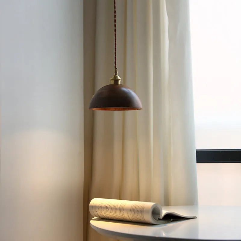 Black walnut wood and copper single-head droplight chandelier pendant light