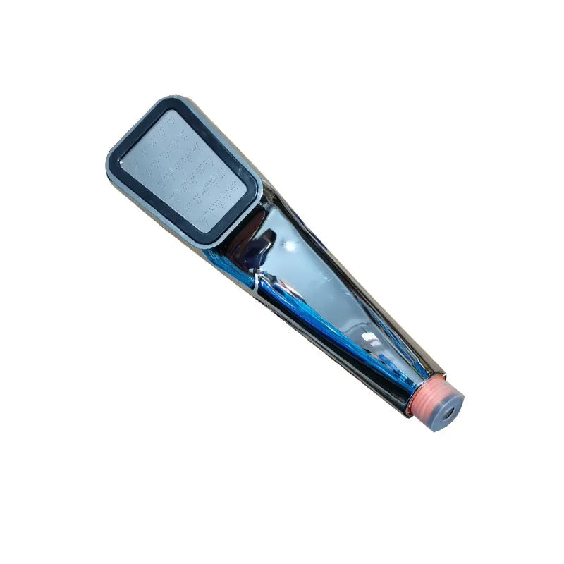 Orange hand-held pressurised shower set with rain function shower head and multiple connector options