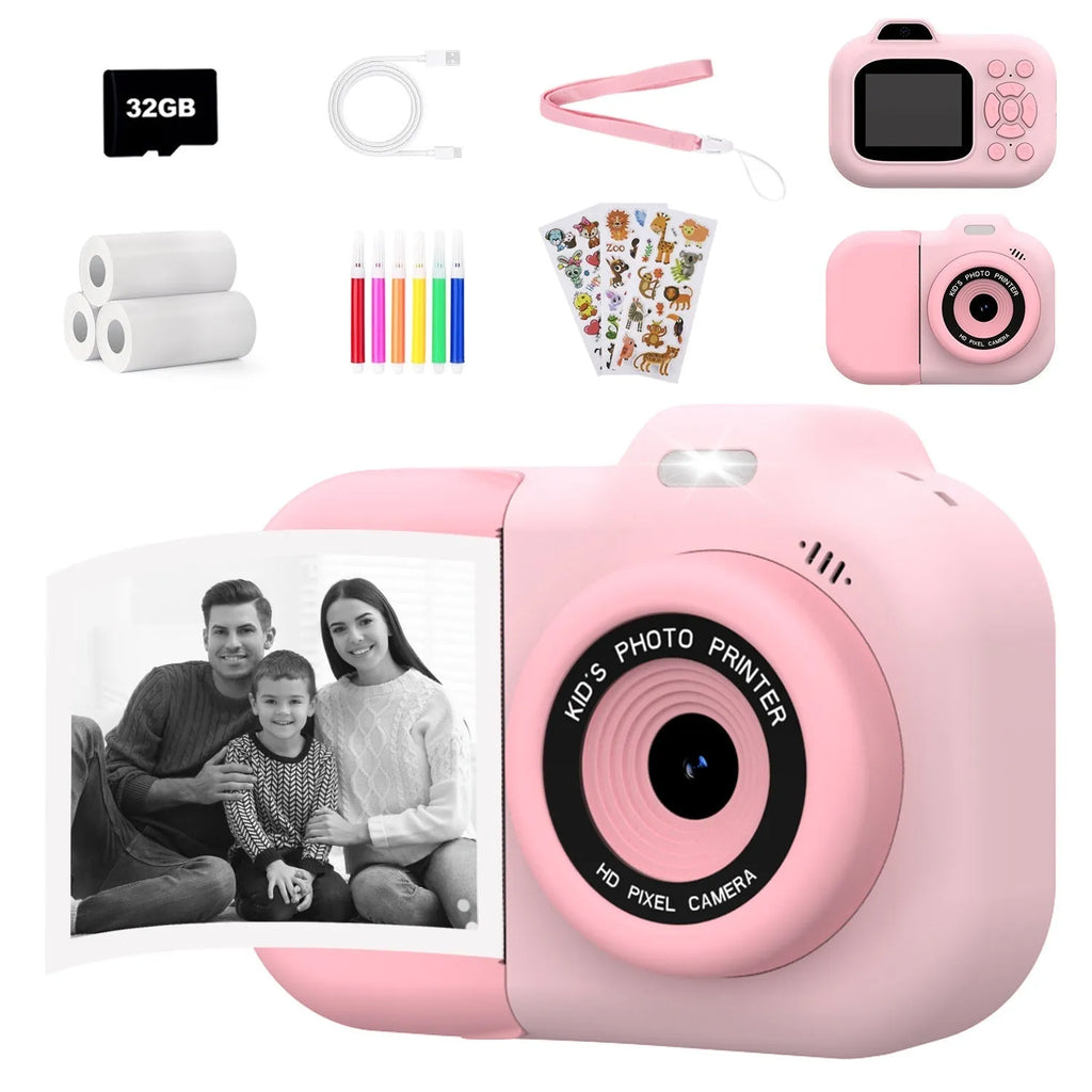 Children's plastic camera in blue, pink or purple colours with video recording and photography functions