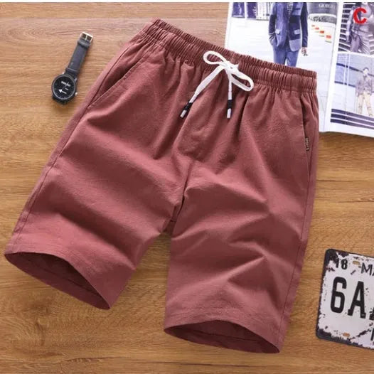 Men's cotton summer capri shorts in multiple colours with drawstring waist closure