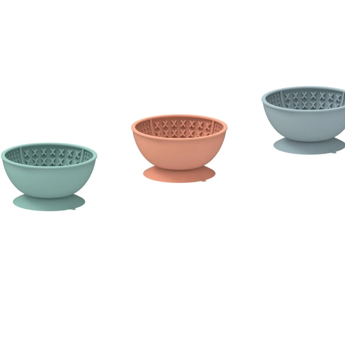 Silicone pet slow feeder bowl with licking mat texture and suction cup base