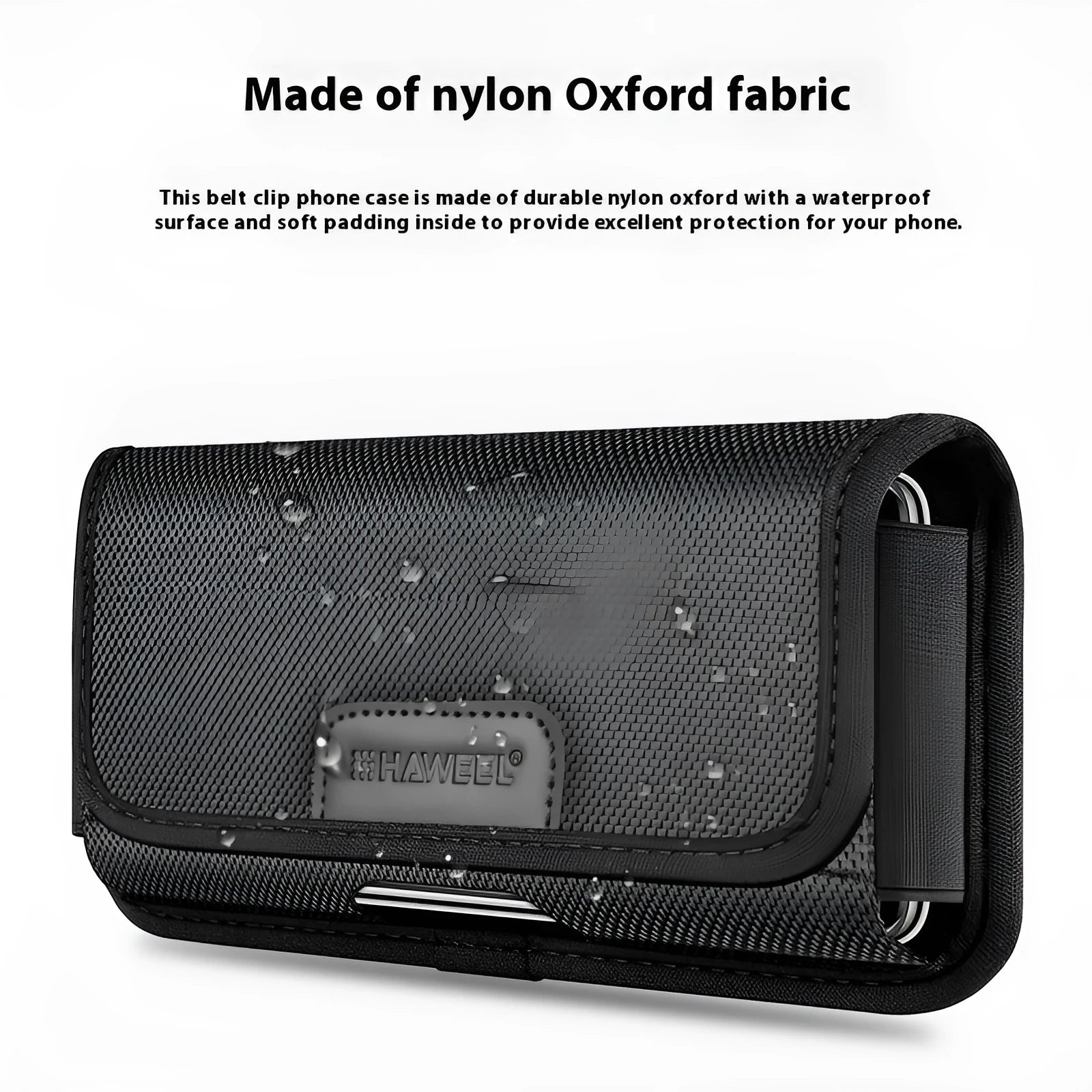Men's multi-function nylon cloth belt slot waist bag for vertical and horizontal phones, breathable PU lining, solid colour