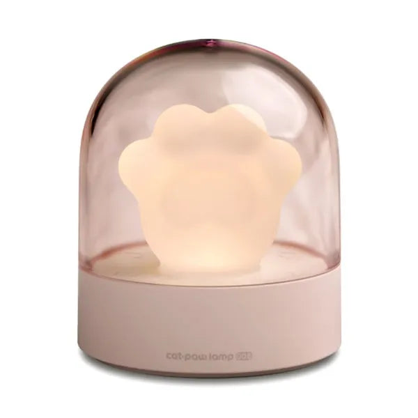 Grey or pink cat paw shaped USB rechargeable night light with music box and adjustable brightness levels