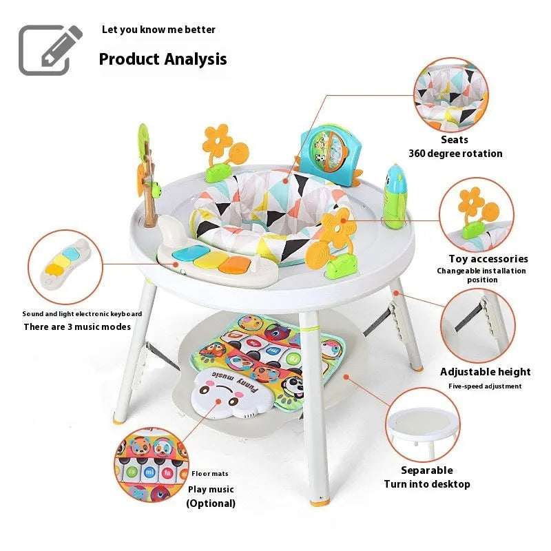 Three-in-one baby jumping chair with bouncing rack and interactive development toys