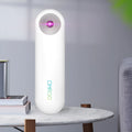 White portable UV sterilizer lamp showing compact 116mm design with disinfection indicator