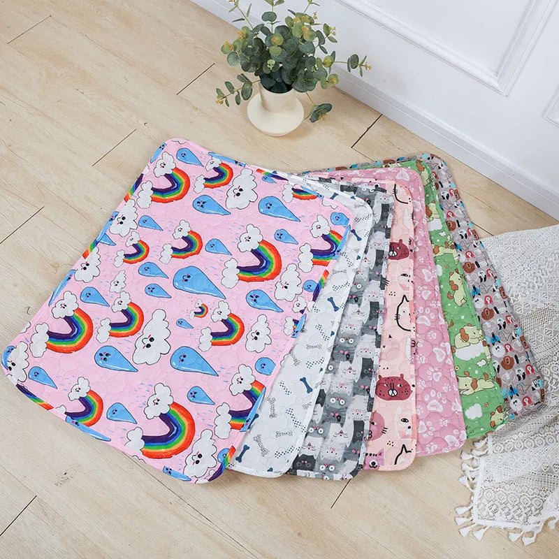 Washable waterproof dog urine pad in animal print design with non-slip base