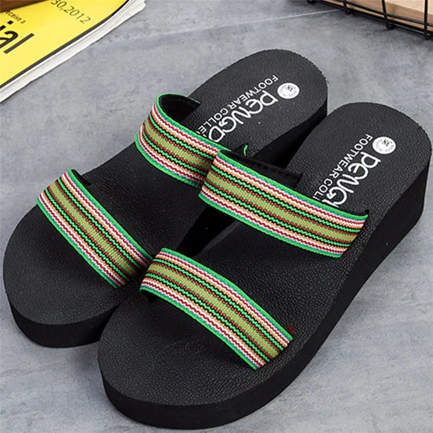 Women's bohemian slippers with brown EVA upper and rubber sole
