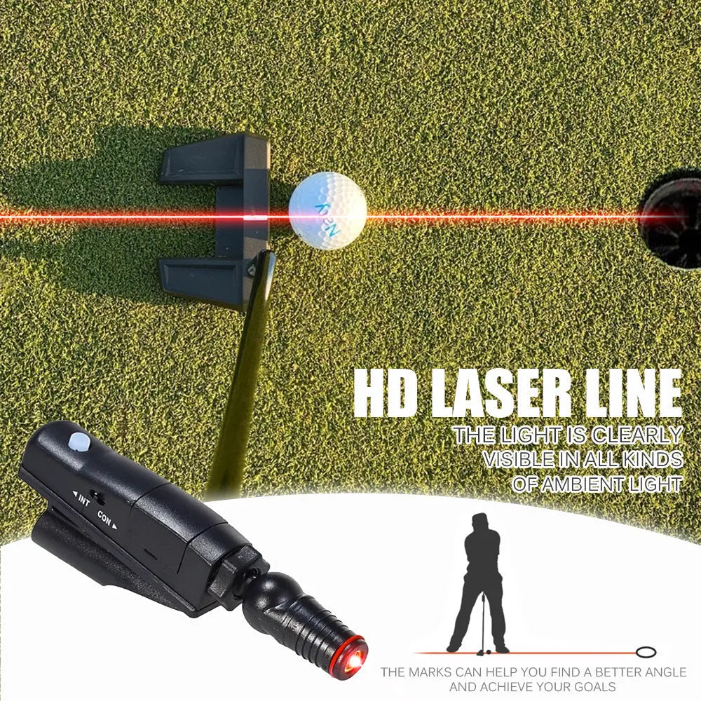 Black golf push rod laser aiming instrument with laser sight for putting alignment practice