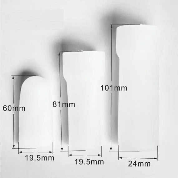 Blue silicone masturbator cup for men, shown in small, medium, and large sizes.
