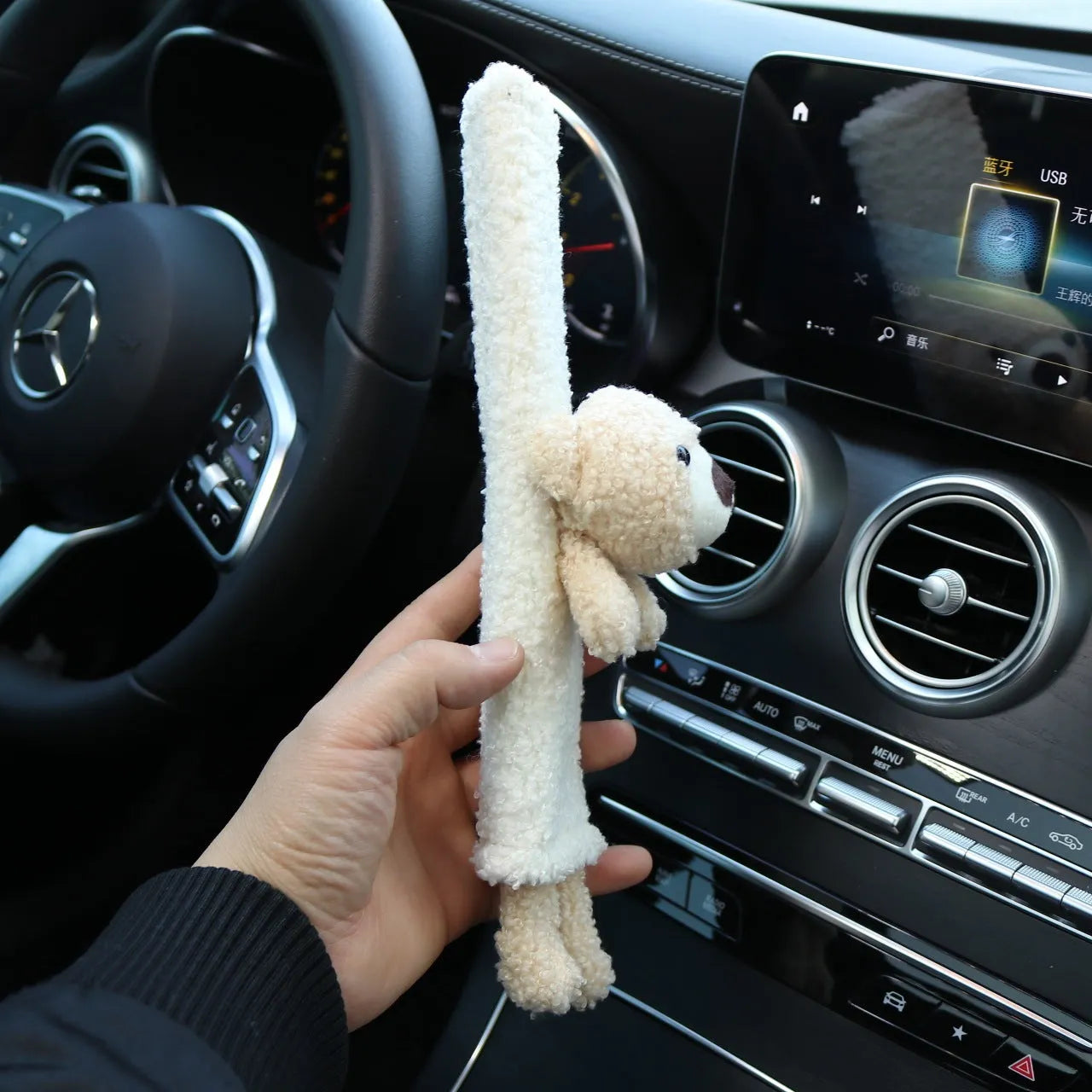 Cartoon lamb wool car seatbelt shoulder protector in rabbit and bear designs