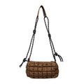 Women's lightweight nylon messenger bag in pillow shape with rhombus pattern and adjustable crossbody strap