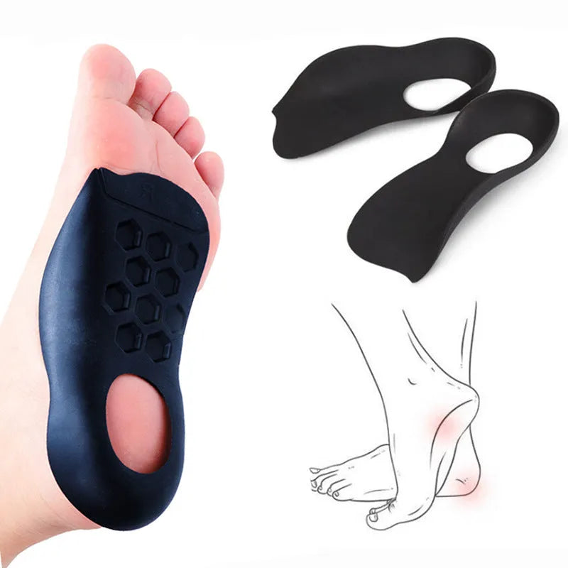 Varus correction arch support insoles in black, white, and skin colour for sizes 35-45