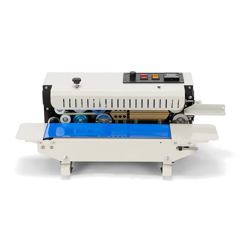 Small manual L1 steel seal date printing sealing machine on a table.