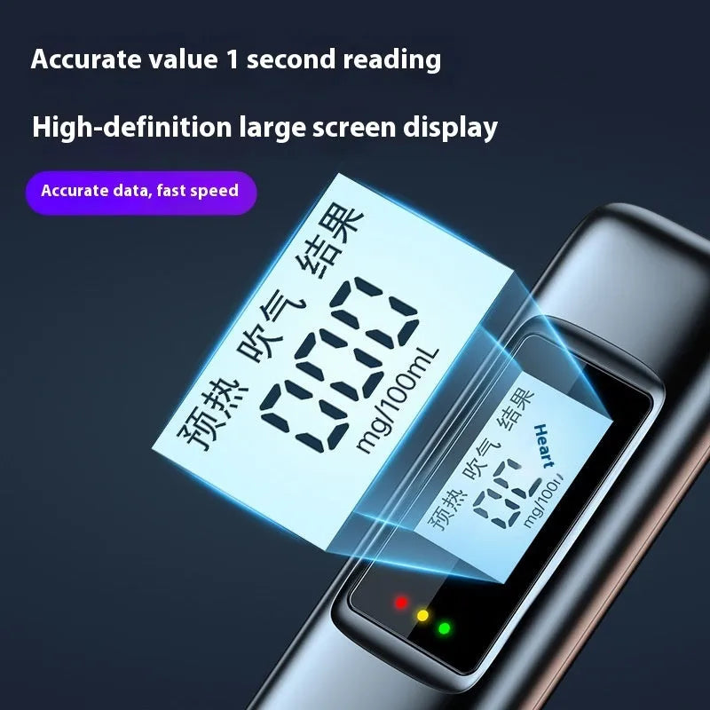 Alcohol Tester High Precision Breath Detector C10 Black with ABS housing and English display screen