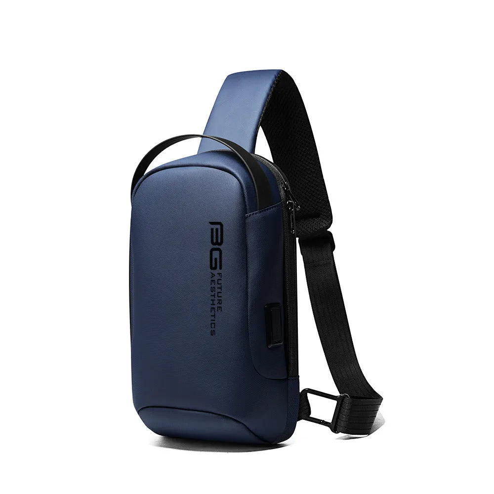 Men's Oxford cloth shoulder bag with USB charging port in business commute style