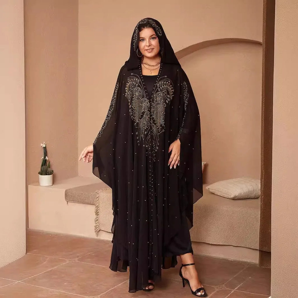 Muslim style chiffon shawl with rhinestone beading in multiple colour options