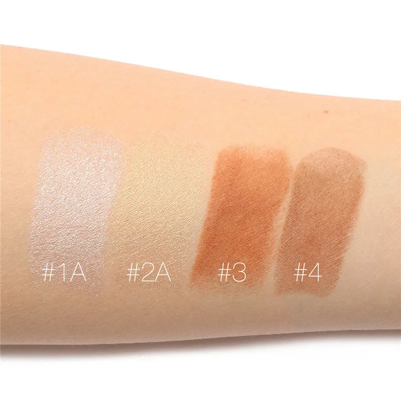 Face contour highlighter makeup product in four shade options for facial highlighting application